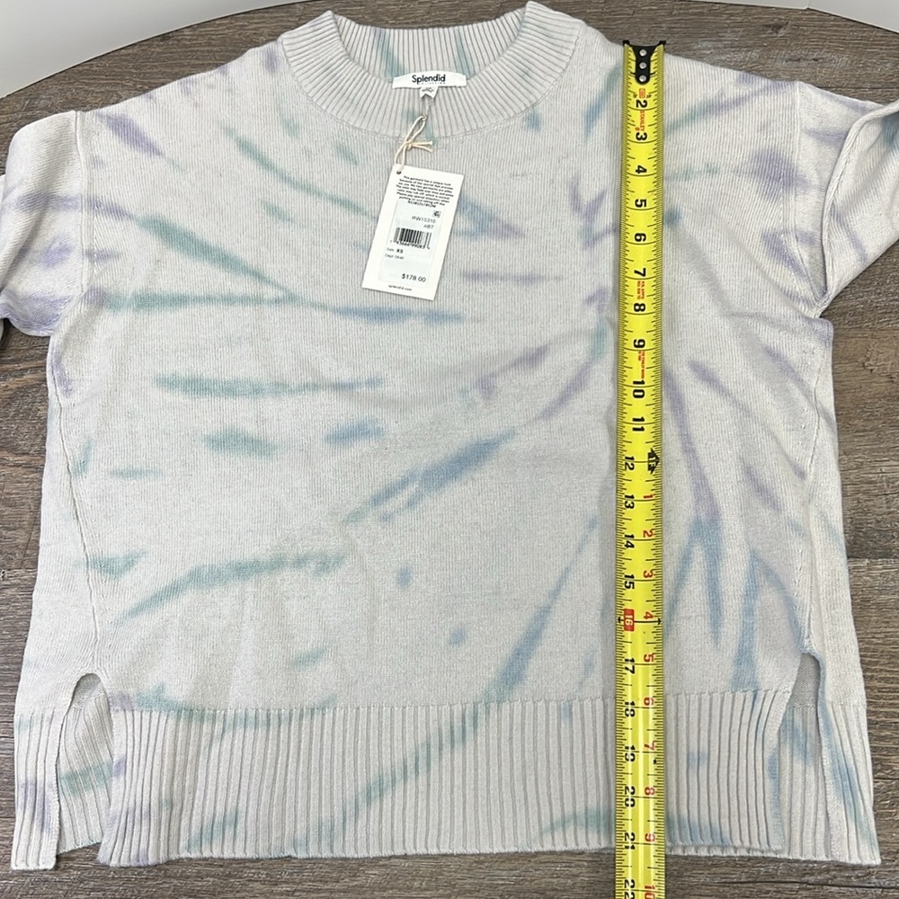 NWT Splendid Adeline Cashmere Blend Arctic Blue Tie Dye Sweater Size XS - Picture 10 of 10
